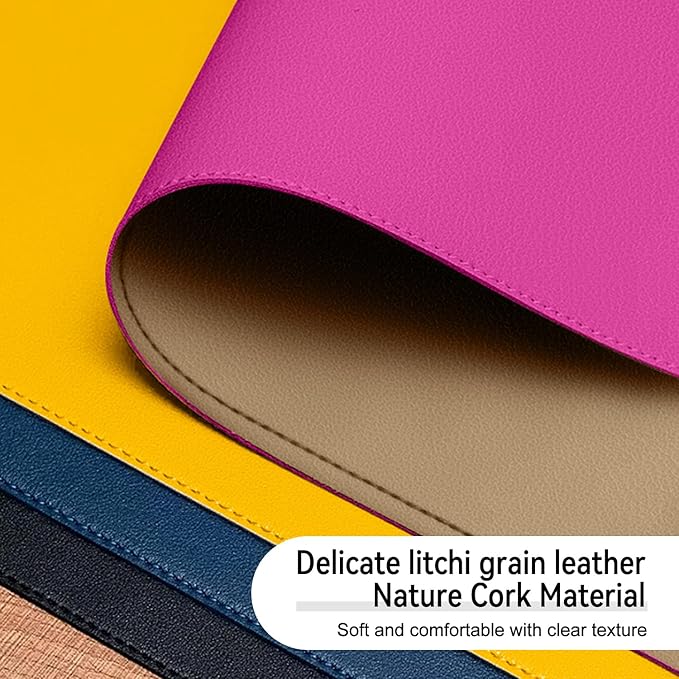 Dual Sided Leather Desk Mat - Waterproof Desk Pad - Ideal for Large Mouse Pad and Desk Mats on Top of Desks (Rose, 25"*13")