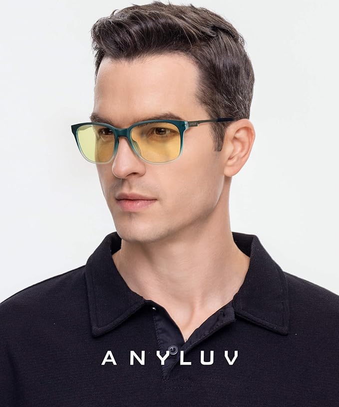 ANYLUV Blue Light Glasses for Men, Lightweight Computer Gaming Glasses, Stylish Anti Eyestrain Blue Light Blocking Men