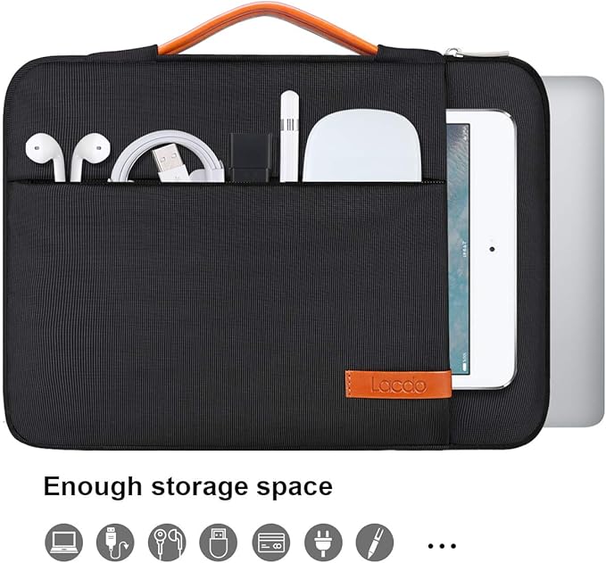 Lacdo 360° Protective Laptop Sleeve Case for 13 inch MacBook Air M5 A3449 (2026), M4 A3240 2025, M3 A3113 A2681 A2337 | 13" MacBook Neo A18 Pro A3404 (2026) | iPad Air/Pro 13 M5 Computer Bag, Black