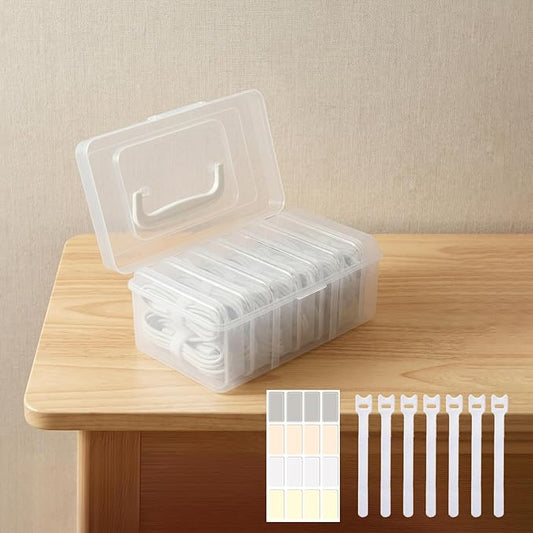 7 Case Portable Cable Storage Box with Handle and Label Stickers, Travel Cord Organizer for Charging Cables, USB Wires, Earphones – Drawer Organization for Home & Office