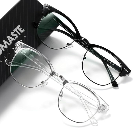 Blue Light Blocking Glasses Vintage Half Frame UV Clear Lens Anti Eyestrain Computer Gaming Glasses for Women Men