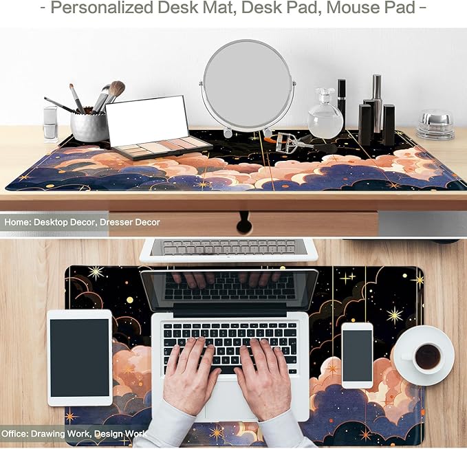 Vimorco Gaming Mouse Pad 31.5x15.7 Inch Large Desk Mat, Non-Slip Rubber Base & Smooth Precision Surface, Waterproof Extended Mouse Pad for PC, Laptop, Office and Table, Cloudy Moon