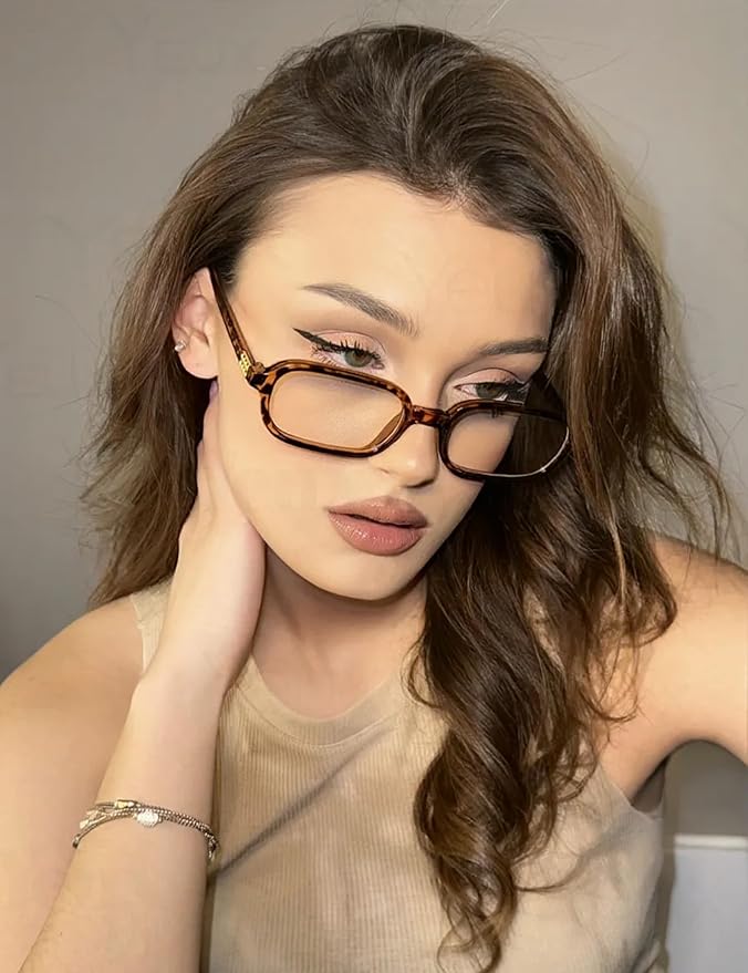 Slocyclub Square Blue Light Blocking Glasses for Women Men Vintage Rectangular Frame Eyeglasses Retro Small Square Glasses