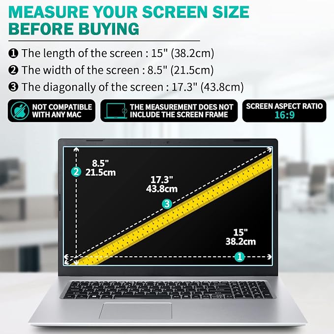 F FORITO 2-Pack 17.3 inch 16:9 Anti Blue Light Matte Laptop Screen Protector, Compatible with 17.3” HP/Lenovo/Acer/ASUS/MSI Laptop, Anti Glare Anti Scratch