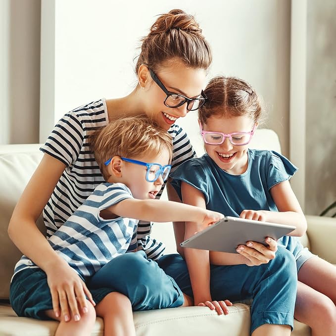Okany Blue Light Glasses for Kids 3 Pack Anti Glare & Eye Strain Glasses Computer TV Phone Tablets UV Protection Glasses