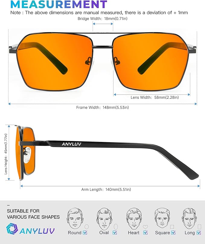 ANYLUV Blue Light Glasses Men/Women, Blue Light Blocking Glasses, Computer Screen Blocker Eyes Protection Glasses