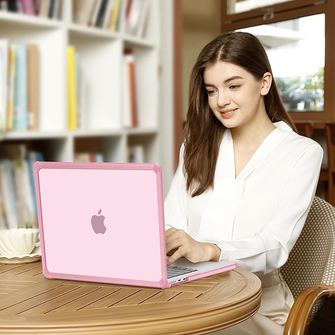 MOSISO Compatible with MacBook Air 13 inch Case M5 2026 M4 2025 M3 M2 2024-2022 A3449 A3240 A3113 A2681,3 in 1 Kit Crack-Resistant Heavy Duty Protective Plastic Hard Case with TPU Bumper, Chalk Pink