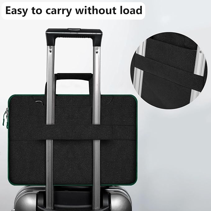 Hseok Laptop Shoulder Bag 13-14 inch Shockproof Water-Resistant HandBag with Small Case Compatible with MacBook Pro/Neo 14" M5/M4/M3/M2/M1, Mac Air/Pro 13.3", XPS 13/14, Most 13"-14" PC,Black-green
