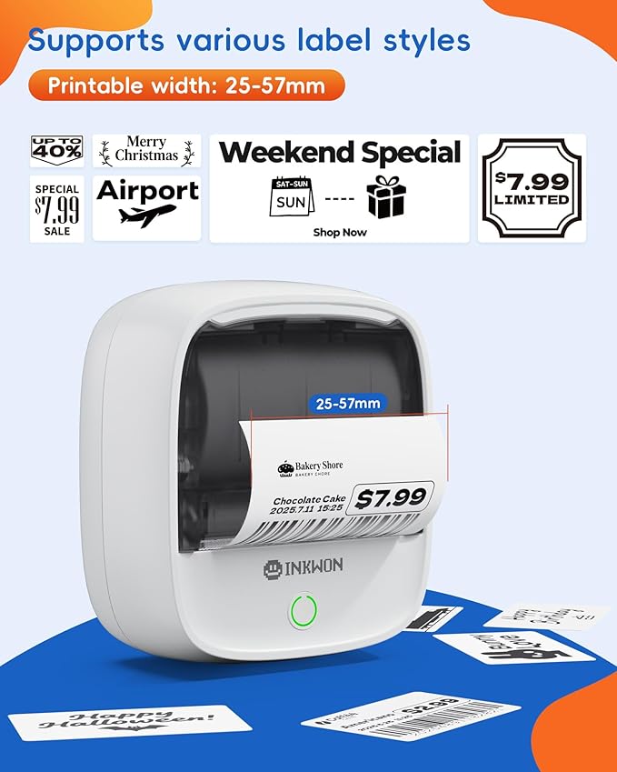 B21 Label Maker Machine with Tape, 2-Inch Wide Waterproof Tape, Bluetooth Portable Label Maker for Small Business, Office, Home, School Organization