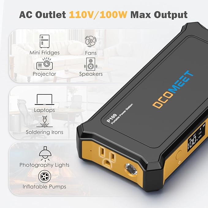 Portable Charger Laptop Power Bank AC Outlet, 99.9Wh/100W Backup Power with 65W USB-C PD, 100W AC Fast Charging for MacBook Laptops Drone Steam etc