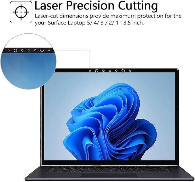 Megoo Screen Protector for Surface Laptop 6/5 13.5 Inch,Tempered Glass/Easy Installation/Ultra Clear/Round Edge, Compatible for Microsoft Surface Laptop 4/3/2/1, 2-Pack