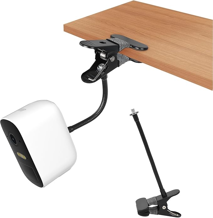 Clamp Mount for Arlo Pro 5S/Pro 4/Pro 3/Pro 2/Essential/eufy/AOSU/Reolink Camera and More 1/4'' Screw Camera (Black, 1 Pack) by OkeMeeo
