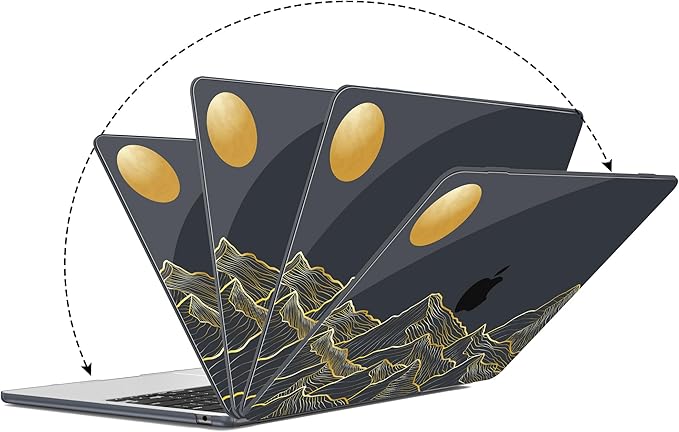 G JGOO Compatible with MacBook Air 13 inch Case 2026 2025-2022 M5 A3449 M4 A3240 M3 A3113 M2 A2681, Hard Shell for MacBook Air 13.6 inch Case + Keyboard Cover + Screen Protector, Abstract Mountain