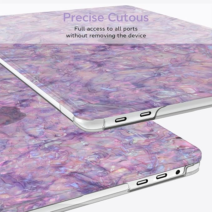 BELKA Compatible with MacBook Pro 13 inch Case M2 2025 2024 2023 2022-2016 A2338 M1 A2251 A2289 A2159 A1989 A1708 A1706, Plastic Hard Shell Case +Keyboard Cover +Screen Protector, Shiny Purple Pearl