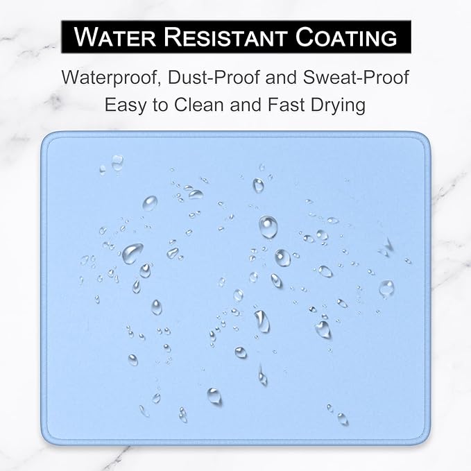 Hsurbtra Mouse Pad, Premium-Textured Square Mousepad 10.2 x 8.3 Inch, Stitched Edge Anti-Slip Waterproof Rubber Pretty Cute Computer Mat for Office Gaming Laptop Women Kids Sky Blue