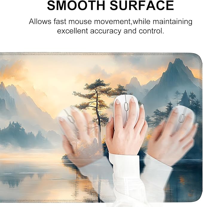 Mouse Pad, Large Anti-Slip with Stitched Edges Desk Mat Desktop Laptop Computer Desk Keyboard Mat,Table Protector Blotter Mat (Mountain, 35.4" x 15.7")