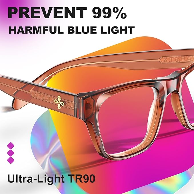 VISOONE Square Blue Light Blocking Glasses TR90 Clear Lens for Women Men BONA