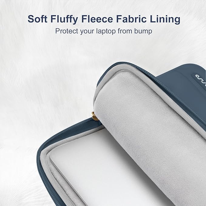 MOSISO Laptop Case 13.3 inch,13-13.3 inch Puffy Laptop Sleeve Compatible with MacBook Air 13.6 M5 M4 M3 M2 M1/Neo/Pro 13/14,HP Dell ASUS Lenovo,Polyester Horizontal Bag with Small Case, Haze Blue