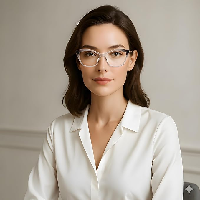 Crystal Pink Blue Light Glasses for Woman: Rose Gold Hinges, Feather-Light Reading Glasses for Working & Streaming