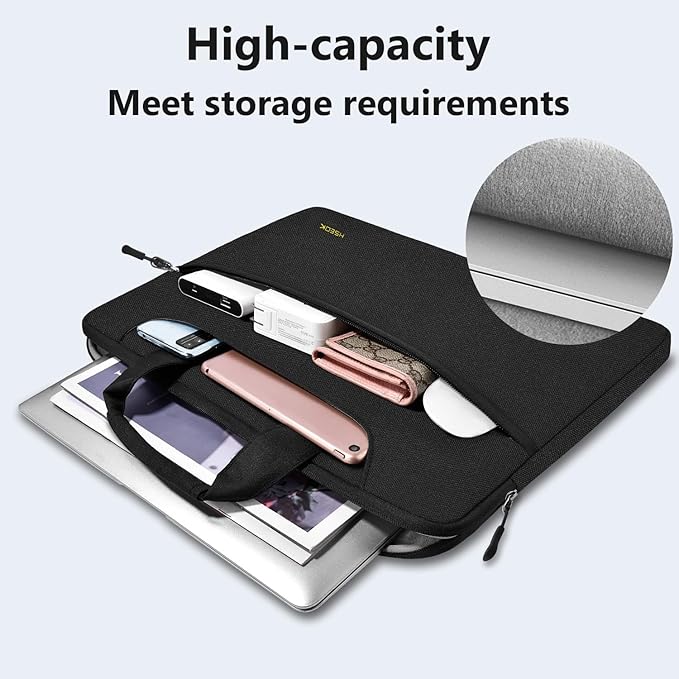 Hseok Laptop Shoulder Bag 15 15.6 16 Inch Briefcase,Compatible MacBook Pro/Neo 16",MacBook Air/Pro 15,XPS 15/16 and most 15.6-16 and Most 15-16 Notebooks,Spill-Resistant Handbag,Black