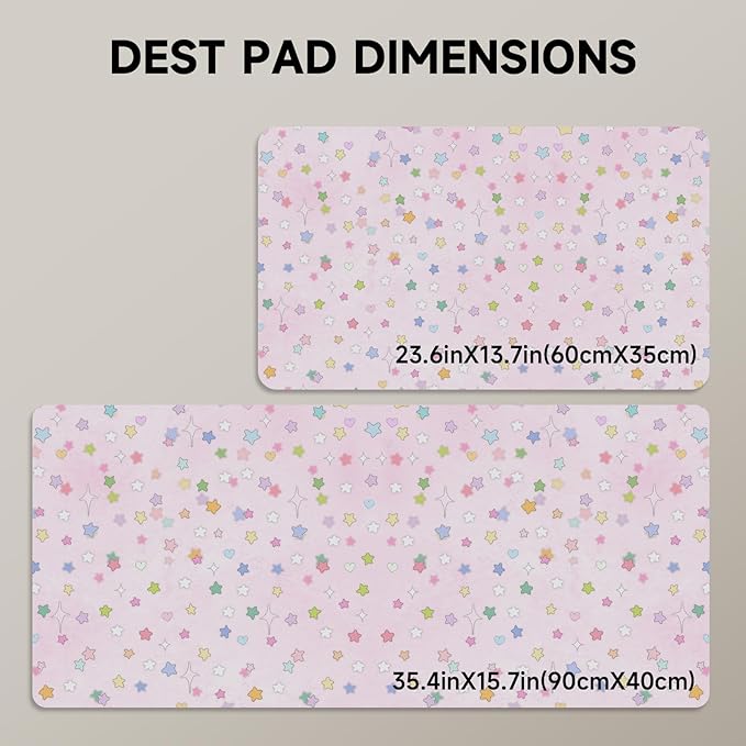 AUPET Leather Desk Pad Blotter Mat, Large Mouse Pad, Non-Slip Waterproof Desk Writing Pad Protector, Desk Decor for Office，Home，Gaming (Dreamy Rainbow Star Pattern, 35.4X15.7 inch)