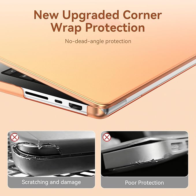 EooCoo Case Compatible with MacBook Pro 14 inch M5 2026-2021 M4 M3 M2 M1 Pro/Max Chip, Official Color-Matched Armor, Frosted Hard Shell Case with Keyboard Cover, Screen Protector - Matte Cosmic Orange