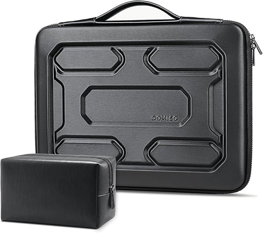 DOMISO Laptop Hard Case 15-16 inch Waterproof Shockproof Hard Shell Laptop Sleeve with Handle & Storage Pocket, Compatible with MacBook, HP, Dell, Black