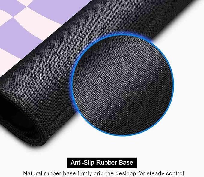 Pastel Purple Desk mat, Checkered Pattern Large Mouse Pad, Protector Pad Writing Mat for Work Home Decor, Desk Pad, Gaming Mousepad, Big Mouse Pads for Office Computer Laptop, 31.5 X 11.8 in