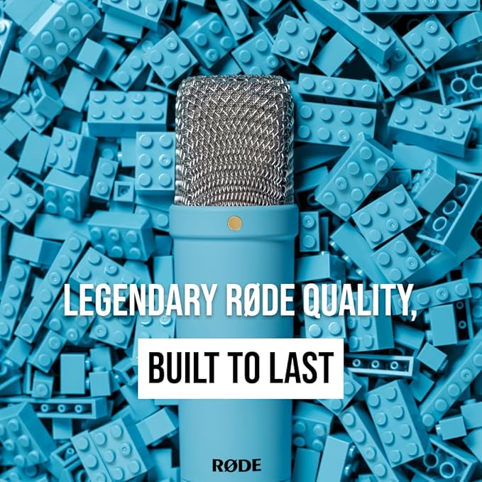 RØDE NT1 Signature Series Large-Diaphragm Condenser Microphone with Shock Mount, Pop Filter and XLR Cable for Music Production, Vocal Recording, Streaming and Podcasting (Blue, NOT USB Microphone)