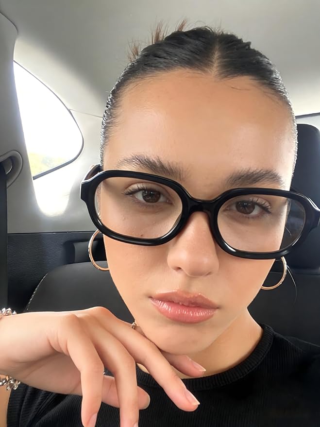 Dollger Blue Light Glasses for Women Oversized Oval Fashion Computer Glasses Retro Chunky Frame Clear Lens