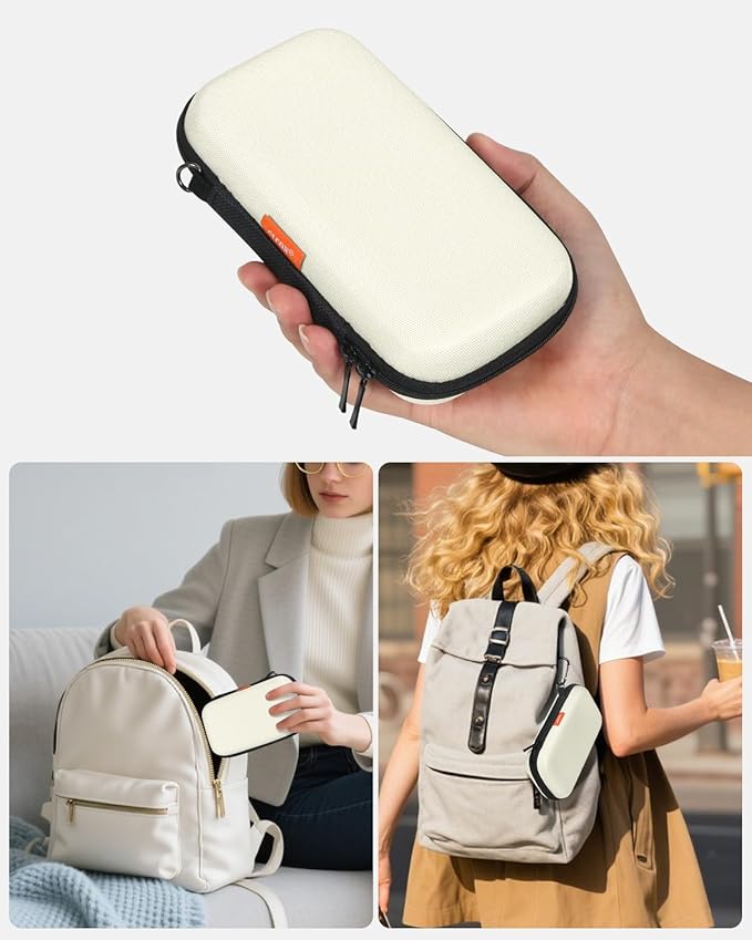 Off White Small Travel Electronic Organizer Case - Universal Hard Carrying Case Portable Storage Pouch Bag for Tech Accessories, Cable, Cord, MP3 Players, Card, Car Key Cash, SD Card