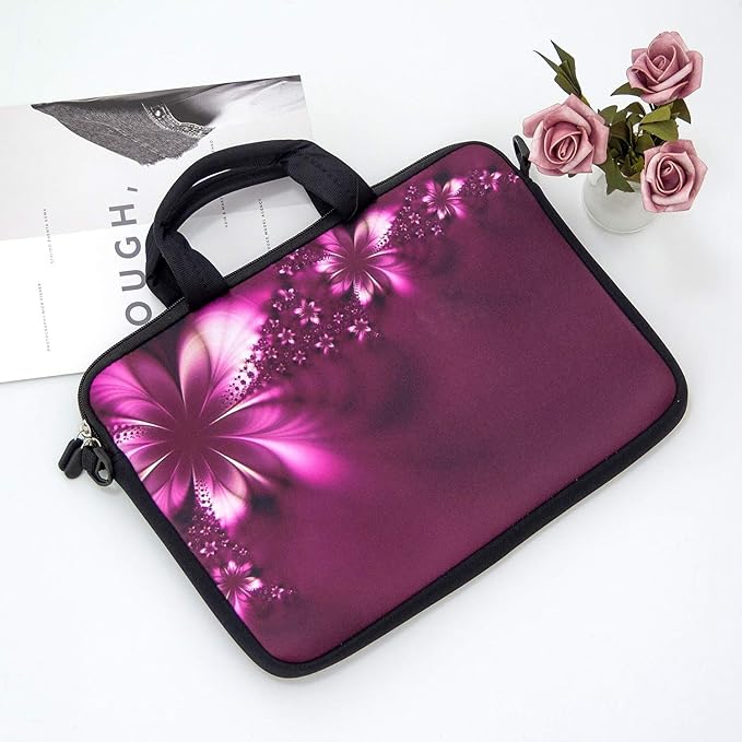 RICHEN 14 15 15.4 15.6 inch Messenger Bag Carrying Case with Handle Accessory Pocket Fits 14 to 15-Inch Laptops/Notebook/Kids Tablet (14-15.6 inch, Flowers)