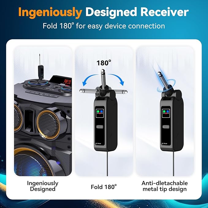 Wireless Microphone, Dual Handheld 2.4G Dynamic Mic with Rechargeable Receiver，Professional Karaoke Microphone, Dual Vocal Pickup with mute echo,treble,bass control , for Singing, Speech, PA System