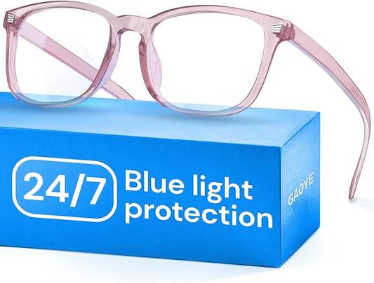 Gaoye Transparent Brown Blue Light Glasses for Computer & Gaming - Anti UV Ray Lenses, Scratch-Resistant & Comfort Fit