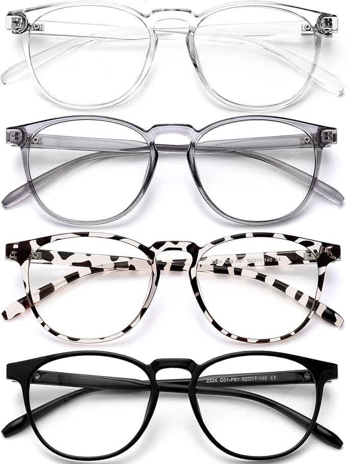 Blue Light Blocking Glasses for Women/Men - 4-Pack Computer Reading/Gaming/TV/Phone Glasses, Anti-Glare