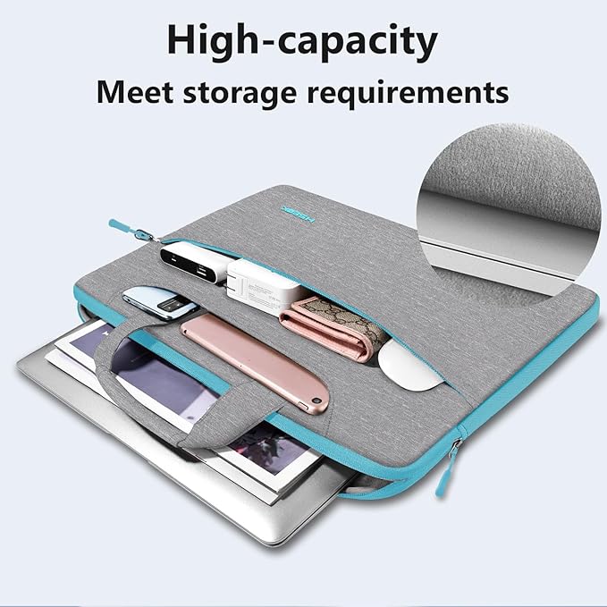 Hseok Laptop Shoulder Bag 15 15.6 16 Inch Briefcase,Compatible MacBook Pro/Neo 16",MacBook Air/Pro 15,XPS 15/16 and most 15.6-16 and Most 15-16 Notebooks,Spill-Resistant Handbag,LT Gray & LT Blue