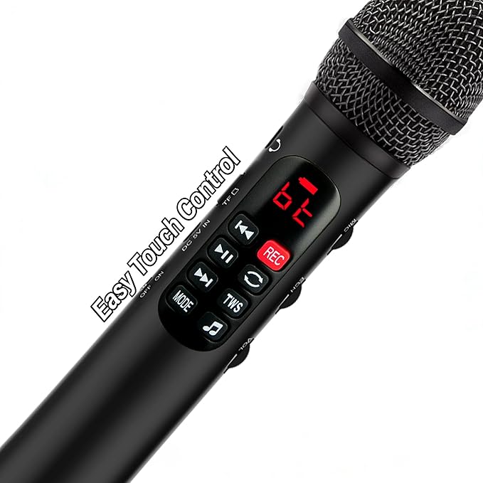 YF81 Wireless Bluetooth Microphone with 25W High Power, DSP Chip for Clear Sound, Dual Mic Connectivity for Duet Singing, One-Click Vocal Reduction for Karaoke, Portable Design with Loud Volume(Black)