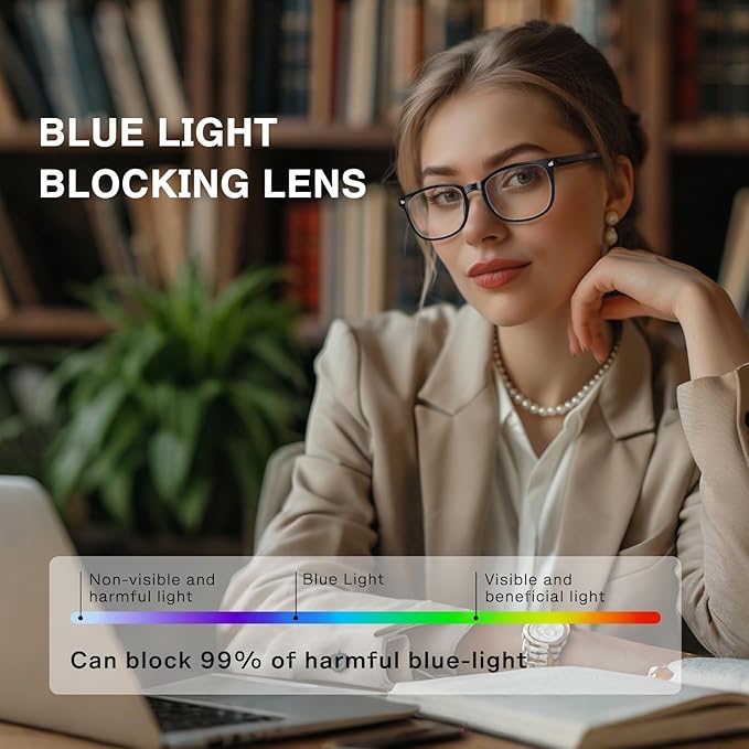 Blue Light Glasses for Woman Men | 99% Blue Light Blocking Glasses | Computer Glassess | Gaming | TV Phone Screen Reader Square Frame | Anti Eyestrain & UV Glare,3 Pack