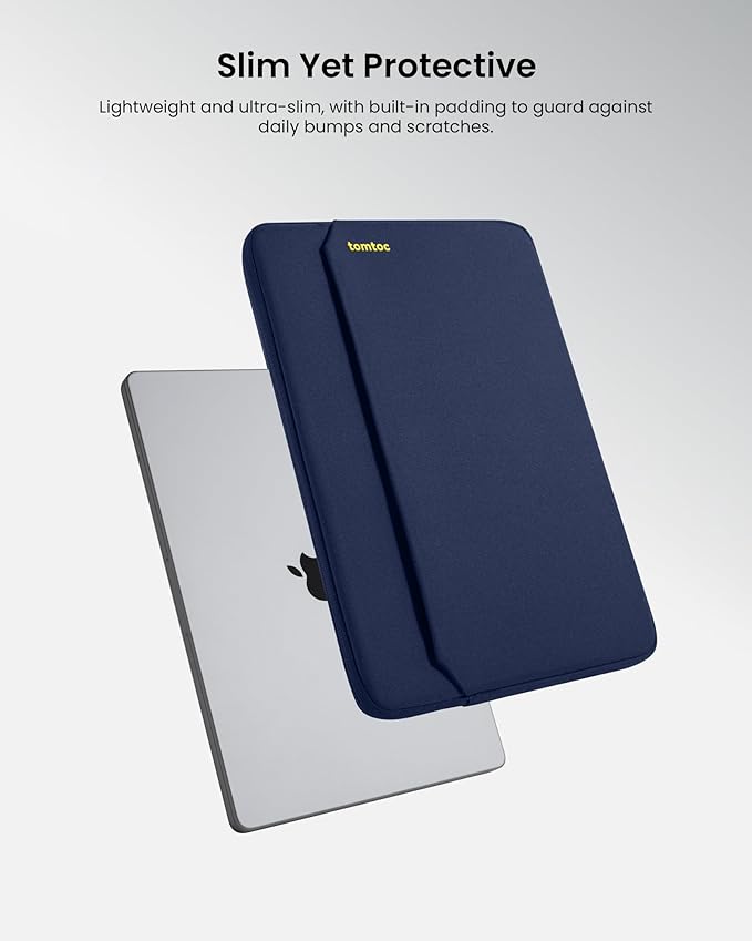 tomtoc Slim Laptop Sleeve Case for 13-inch 2026 New MacBook Air M5/A3449 M4/A3420 M3/A3113 M2/M1, Fits MacBook Neo A18 Pro, Water-Resistant Protective Carrying Case with Accessories Pocket