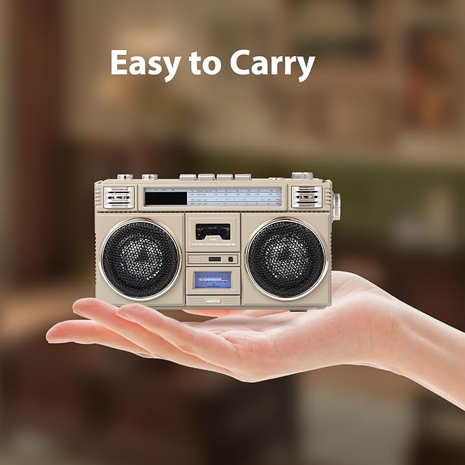 ANTPO Retro Vintage Radio Bluetooth Speakers Vintage Decor Small Wireless Speakers Stereo Radio Portable FM with Rich Bass Speakers Support TF Card for Home/Outdoor/Gift