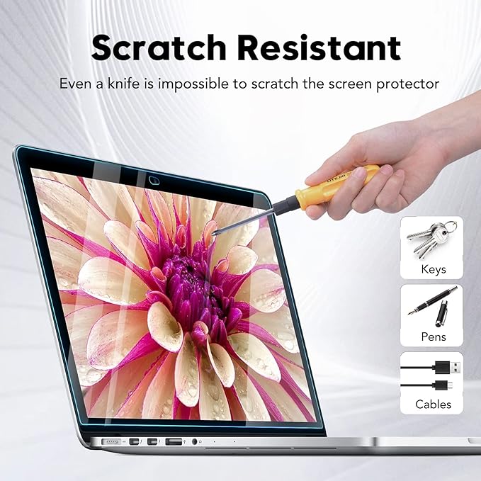 9H Hardness Tempered Glass Screen Protector for MacBook Pro 13 inch (M1/M2 2016-2022)/ MacBook Air 13 inch (M1 2018-2021), Bubble Free, Ultra Thin HD Transparency, Anti Scratch