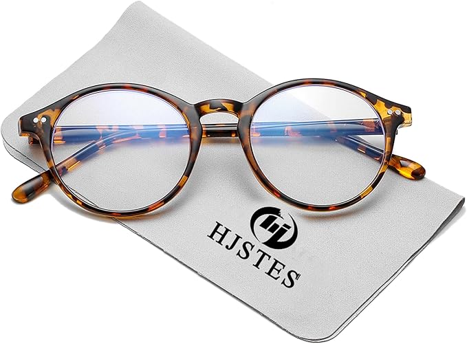 HJSTES Vintage Blue Light Glasses for Women Men Round Bluelight Blocking Glasses Thick TR90 Frame Eyeglasses