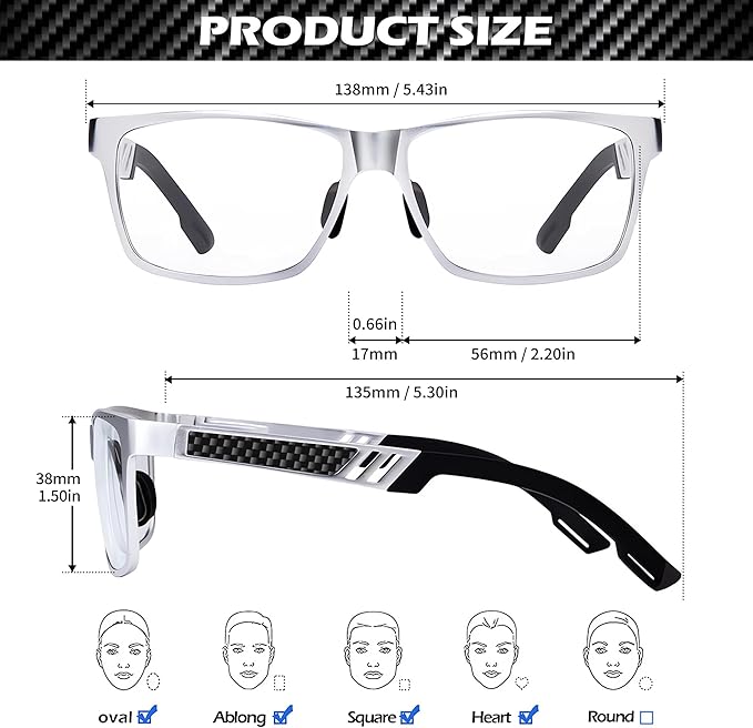 ANYLUV Blue Light Blocking Glasses Men Computer Gaming Glasses Lightweight Al-Mg Metal Anti Eyestrain Eye Protection