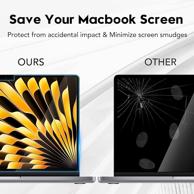 Tempered Glass Screen Protector Compatible with MacBook Air 15.3" M2 2023,9H Hardness Scratch Resistant Macbook Air 15 Inch Screen Film Guard, Bubble Free Ultra-Thin HD Transparency Anti-Fingerprint