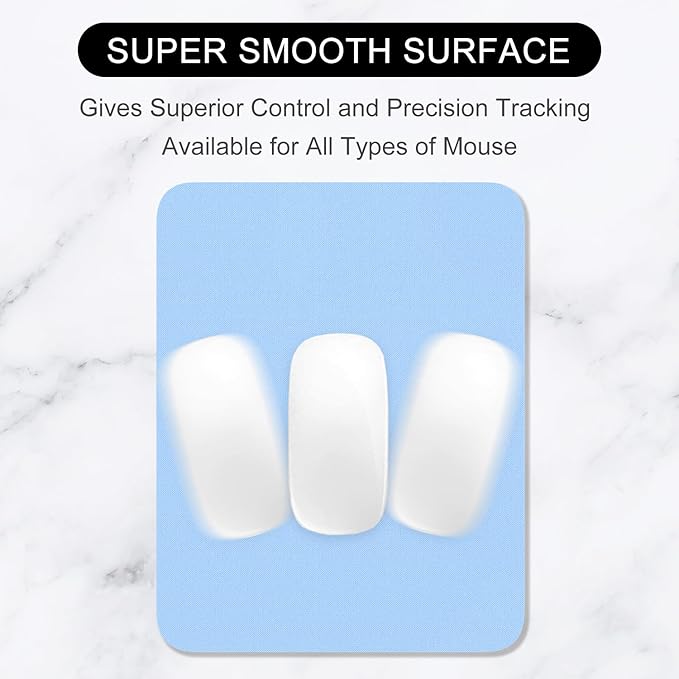 Hsurbtra Mouse Pad, Premium-Textured Square Mousepad 7 x 9 Inch, Thick 3 mm Anti-Slip Waterproof Rubber Pretty Cute Computer Mat for Office Gaming Laptop Women Kids Sky Blue