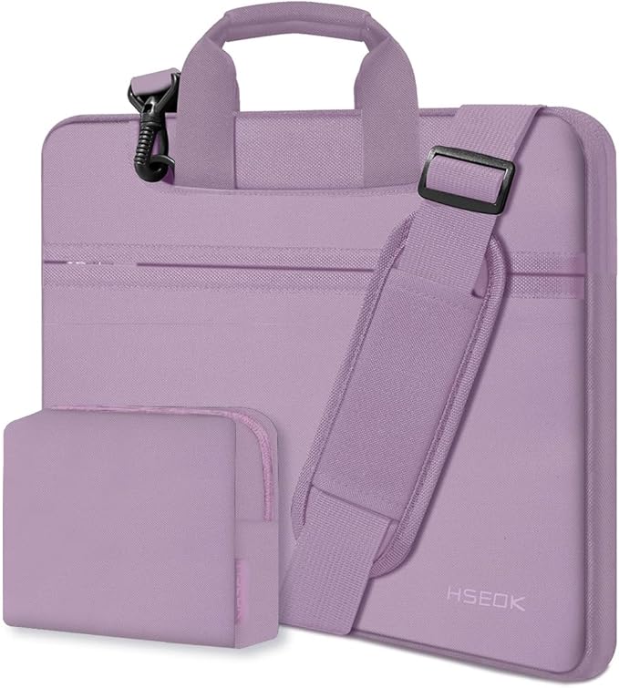 Hseok Laptop Shoulder Bag 13-14 inch Shockproof Water-Resistant HandBag with Small Case Compatible with MacBook Pro/Neo 14" M5/M4/M3/M2/M1, Mac Air/Pro 13.3", XPS 13/14, Most 13"-14" PC,Purple