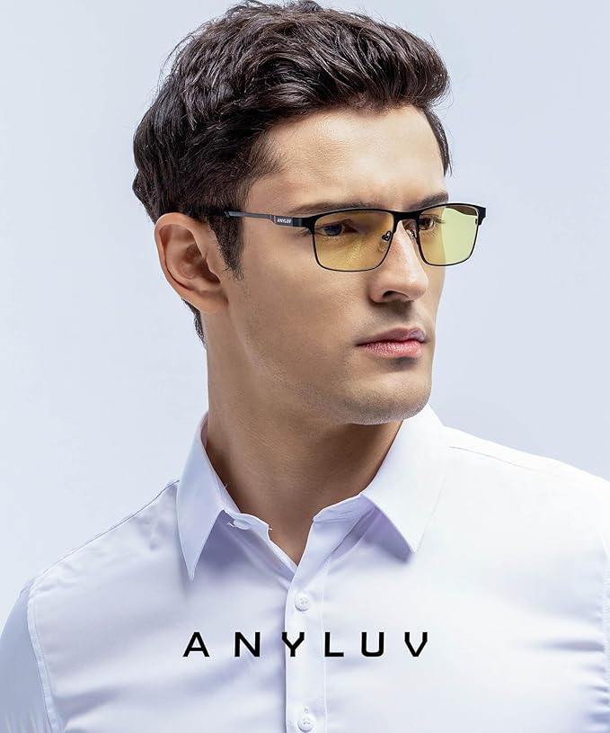 ANYLUV Blue Light Glasses for Men/Women, Lightweight Blue Light Blocking Glasses, Anti-Eye Strain Computer Glasses for Gaming