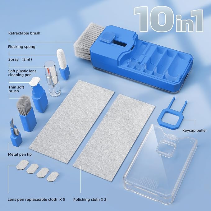 Ordilend Keyboard Cleaning Kit Laptop Cleaner, All-in-One Computer Camera Cleaning Kits Brush Tool, Multi-Function PC Electronic Cleaner for iPad iPhone Pro Earbuds Camera Monitor with Patent, SkyBlue - Image 7