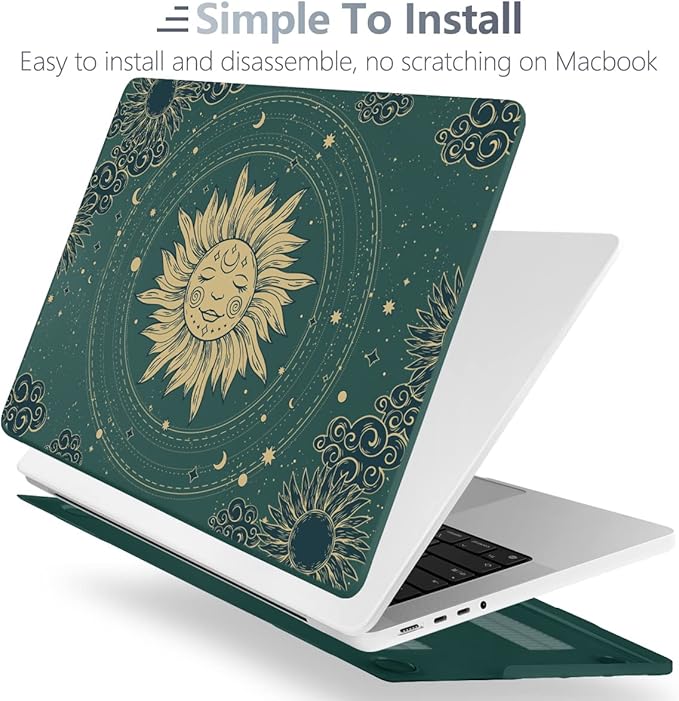 Batianda for MacBook Pro 14 Inch Case 2026-2021 Release M5 M4 M3 M2 M1 Pro/Max, 1.2mm Slim Graphic Hard Shell Cover with Keyboard Cover, Screen Protector 4-in-1 Bundle, Sun Goddess