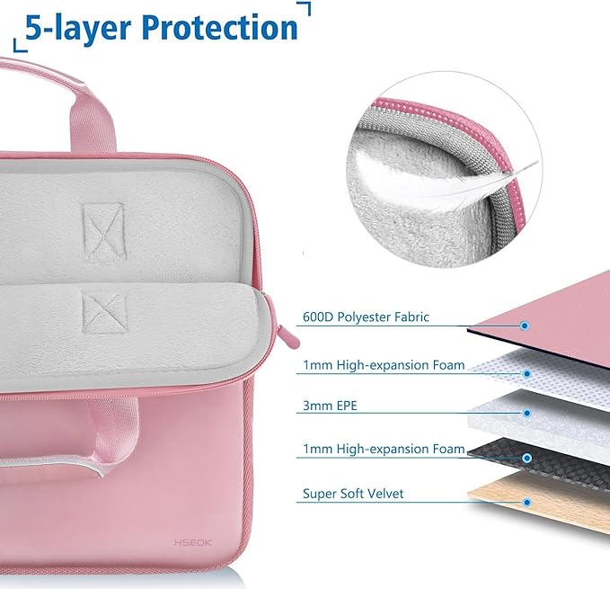 Hseok 15.6-16 inch Elastic Laptop Sleeve with Small Case, Neoprene Carrying Bag Compatible with MacBook Neo/Pro 16" M5/M4/M3/M2/M1, MacBook Air 15 M5, XPS 16, Most 15.6-16 Notebooks,P02K01